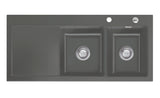 SYSTEMCERAM Einbauspüle Mera Double Be. Re. Lava 80 inkl. Handbetätigung, für 80 cm Schrankbreite, Einbauspüle Auflage Becken rechts 50780180