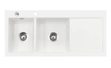 SYSTEMCERAM Einbauspüle Mera Double Be. Li. Polar 13 inkl. Handbetätigung, für 80 cm Schrankbreite, Einbauspüle Auflage Becken links 50790113