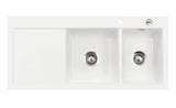 SYSTEMCERAM Einbauspüle Mera Double Be. Re. Polar 13 inkl. Excenterbetätigung, für 80 cm Schrankbreite, Einbauspüle Auflage Becken rechts 50780213