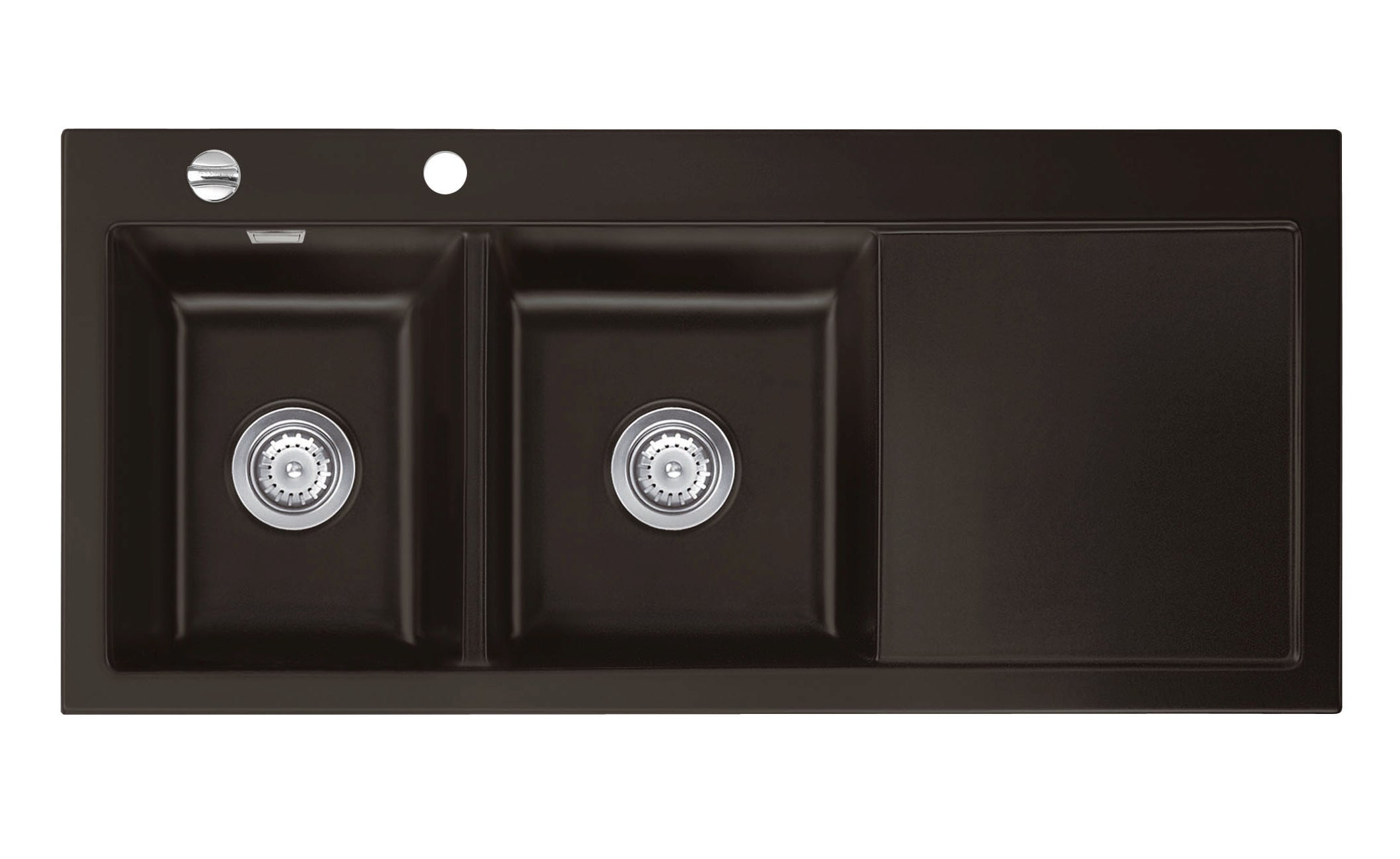 SYSTEMCERAM Einbauspüle Mera Double Be. Li. Siena 65 inkl. Handbetätigung, für 80 cm Schrankbreite, Einbauspüle Auflage Becken links 50790165
