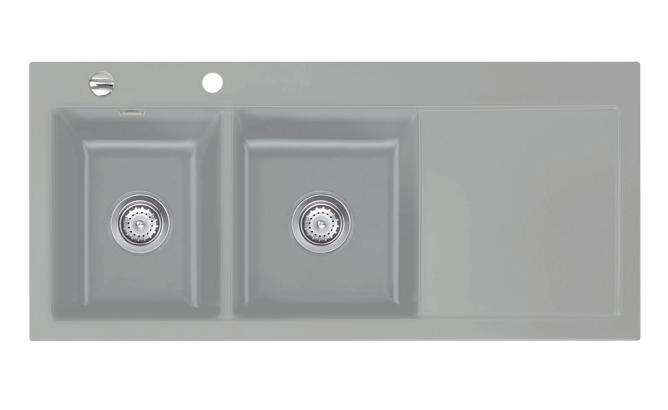 SYSTEMCERAM Einbauspüle Mera Double Be. Li. Titan 78 inkl. Excenterbetätigung, für 80 cm Schrankbreite, Einbauspüle Auflage Becken links 50790278