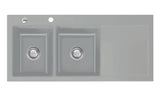 SYSTEMCERAM Einbauspüle Mera Double Be. Li. Titan 78 inkl. Excenterbetätigung, für 80 cm Schrankbreite, Einbauspüle Auflage Becken links 50790278