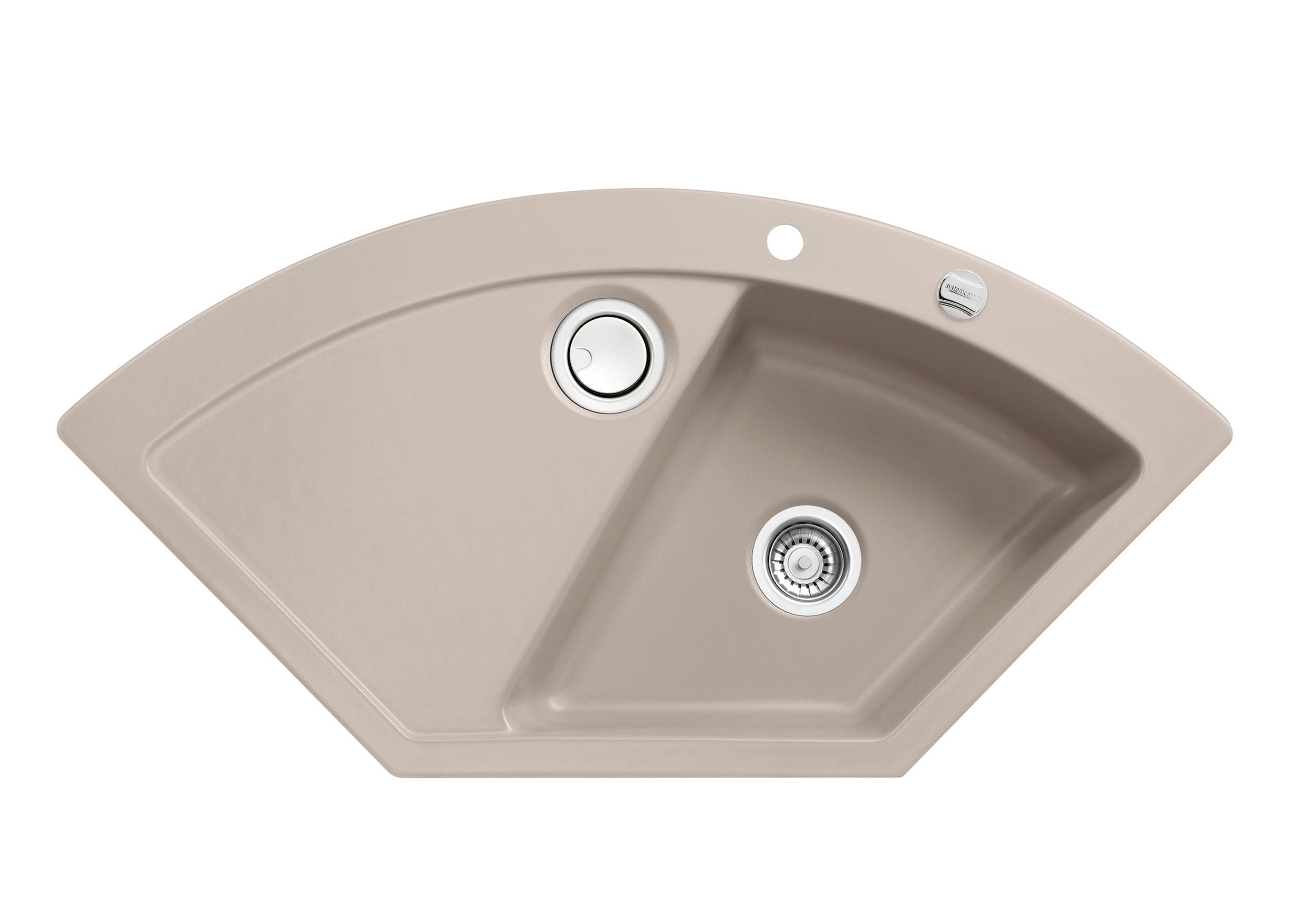SYSTEMCERAM Einbauspüle Mera Eck Fango 23 inkl. Excenterbetätigung, für 90 cm Schrankbreite, Einbauspüle mit Sinktop Resteausguss Auflage keine Beckenlage 50510223