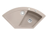 SYSTEMCERAM Einbauspüle Mera Eck Fango 23 inkl. Excenterbetätigung, für 90 cm Schrankbreite, Einbauspüle mit Sinktop Resteausguss Auflage keine Beckenlage 50510223