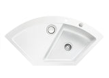 SYSTEMCERAM Einbauspüle Mera Eck Grönland 12 inkl. Excenterbetätigung, für 90 cm Schrankbreite, Einbauspüle mit Sinktop Resteausguss Auflage keine Beckenlage 50510212