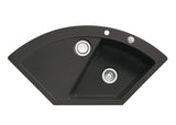 SYSTEMCERAM Einbauspüle Mera Eck Nigra 87 inkl. Excenterbetätigung, für 90 cm Schrankbreite, Einbauspüle mit Sinktop Resteausguss Auflage keine Beckenlage 50510287