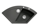 SYSTEMCERAM Einbauspüle Mera Eck F Schiefer 85 inkl. Excenterbetätigung, für 90 cm Schrankbreite, Spüle zum flächenbündigen Einbau mit Sinktop Resteausguss Auflage keine Beckenlage 55510285