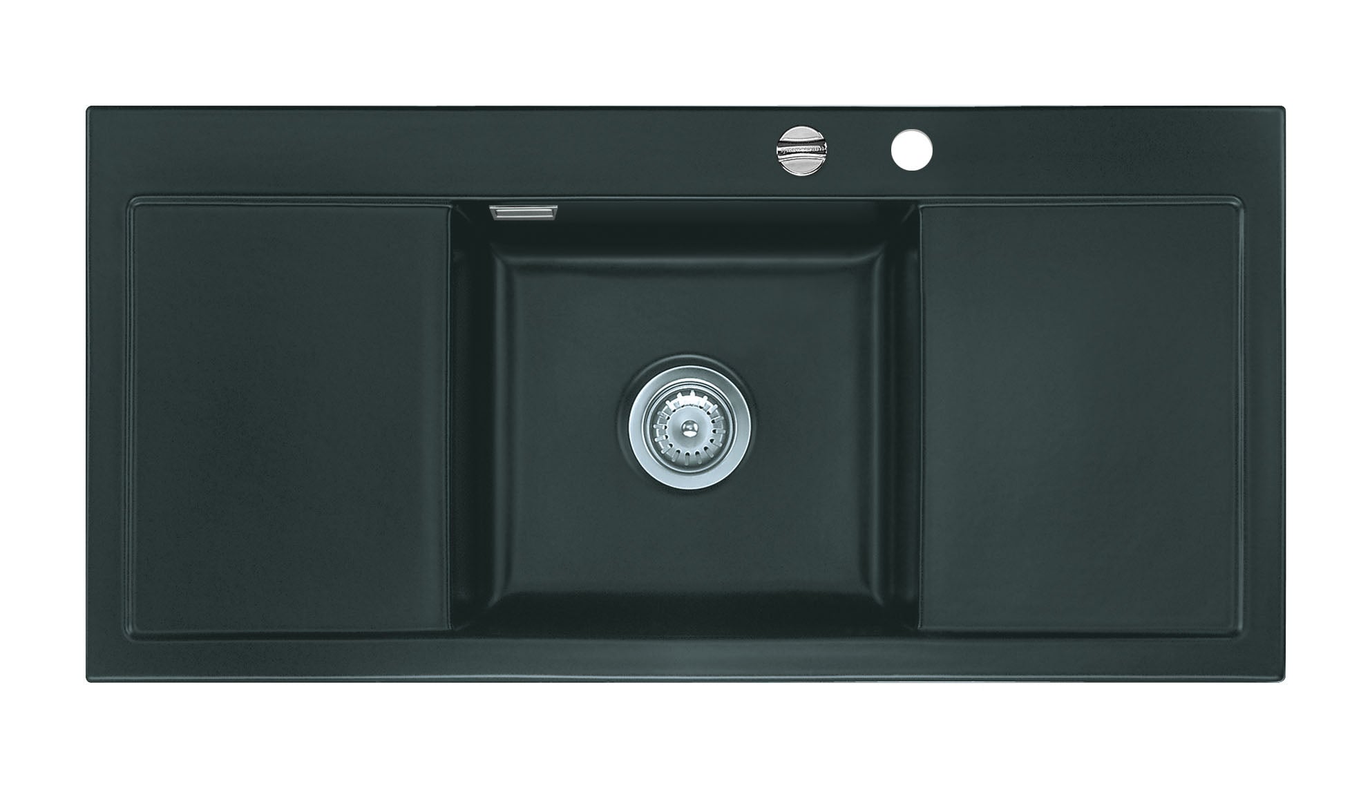 SYSTEMCERAM Einbauspüle Mera Middle F Eibe 56 inkl. Excenterbetätigung, für 50 cm Schrankbreite, Spüle zum flächenbündigen Einbau, inkl. 4 x Eckradien R 10 Auflage keine Beckenlage 55730256
