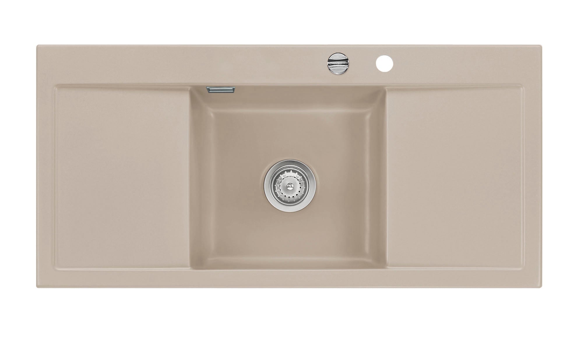 SYSTEMCERAM Einbauspüle Mera Middle F Fango 23 inkl. Excenterbetätigung, für 50 cm Schrankbreite, Spüle zum flächenbündigen Einbau, inkl. 4 x Eckradien R 10 Auflage keine Beckenlage 55730223