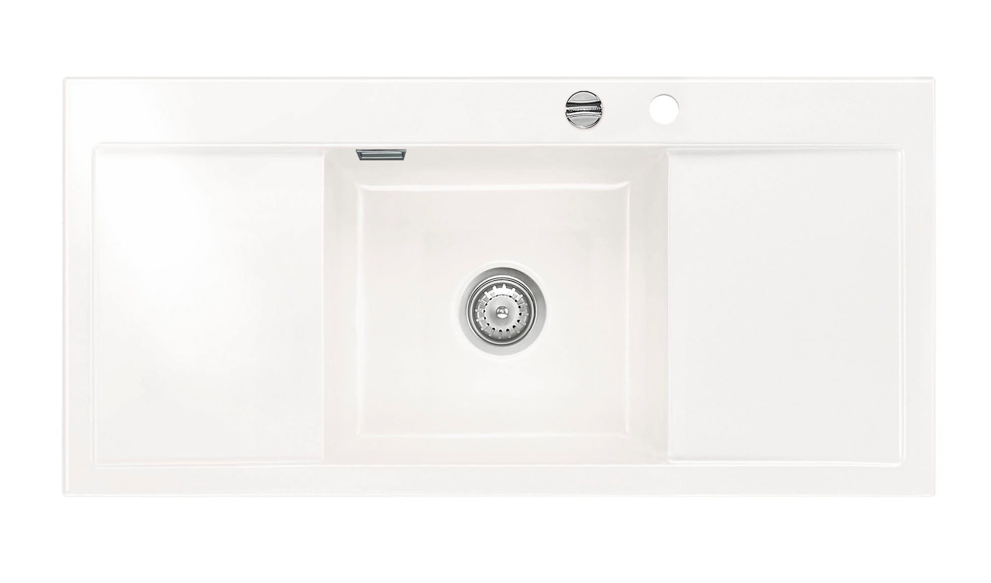 SYSTEMCERAM Einbauspüle Mera Middle F Grönland 12 inkl. Excenterbetätigung, für 50 cm Schrankbreite, Spüle zum flächenbündigen Einbau, inkl. 4 x Eckradien R 10 Auflage keine Beckenlage 55730212