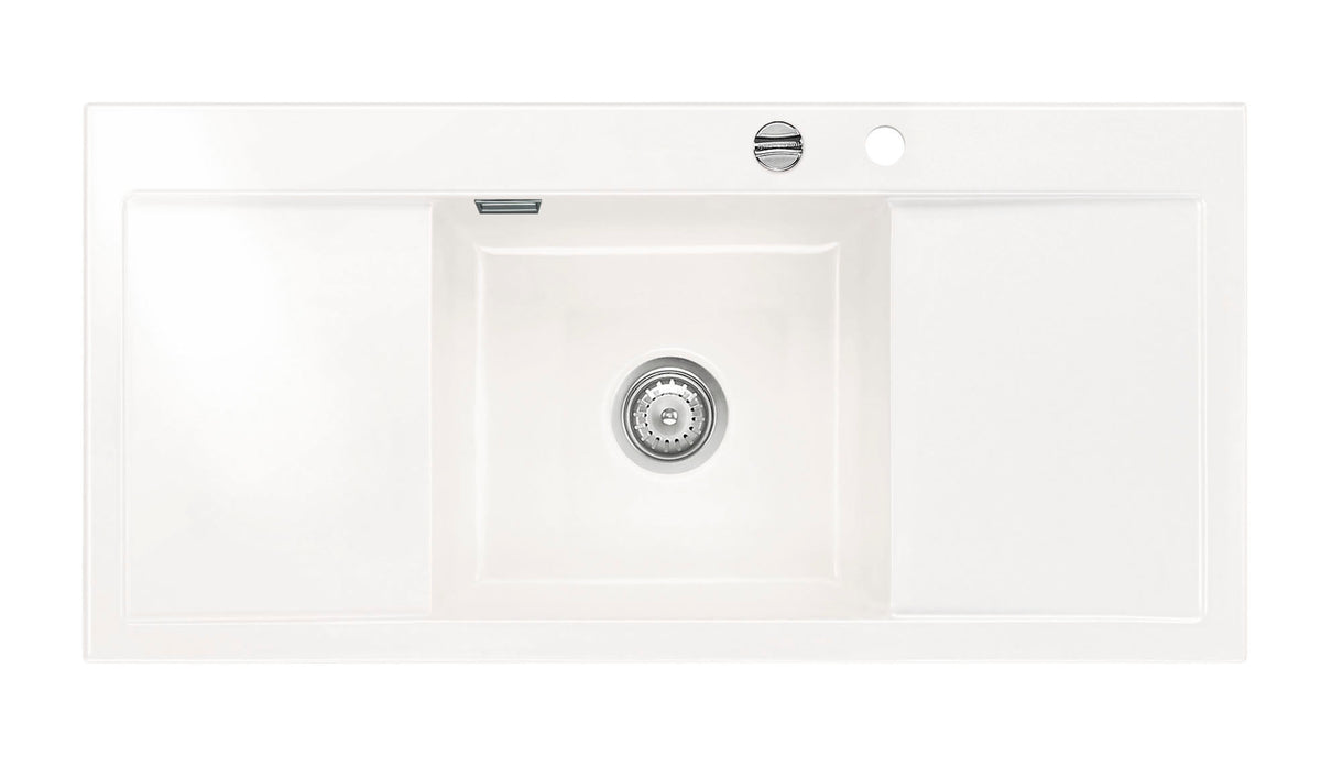 SYSTEMCERAM Einbauspüle Mera Middle F Grönland 12 inkl. Excenterbetätigung, für 50 cm Schrankbreite, Spüle zum flächenbündigen Einbau, inkl. 4 x Eckradien R 10 Auflage keine Beckenlage 55730212