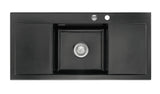 SYSTEMCERAM Einbauspüle Mera Middle F Nigra 87 inkl. Handbetätigung, für 50 cm Schrankbreite, Spüle zum flächenbündigen Einbau, inkl. 4 x Eckradien R 10 Auflage keine Beckenlage 55730187