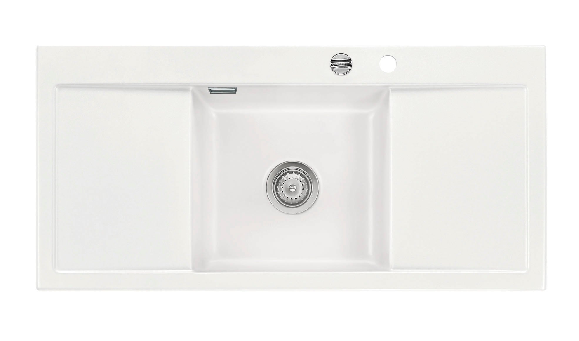 SYSTEMCERAM Einbauspüle Mera Middle F Polar 13 inkl. Handbetätigung, für 50 cm Schrankbreite, Spüle zum flächenbündigen Einbau, inkl. 4 x Eckradien R 10 Auflage keine Beckenlage 55730113