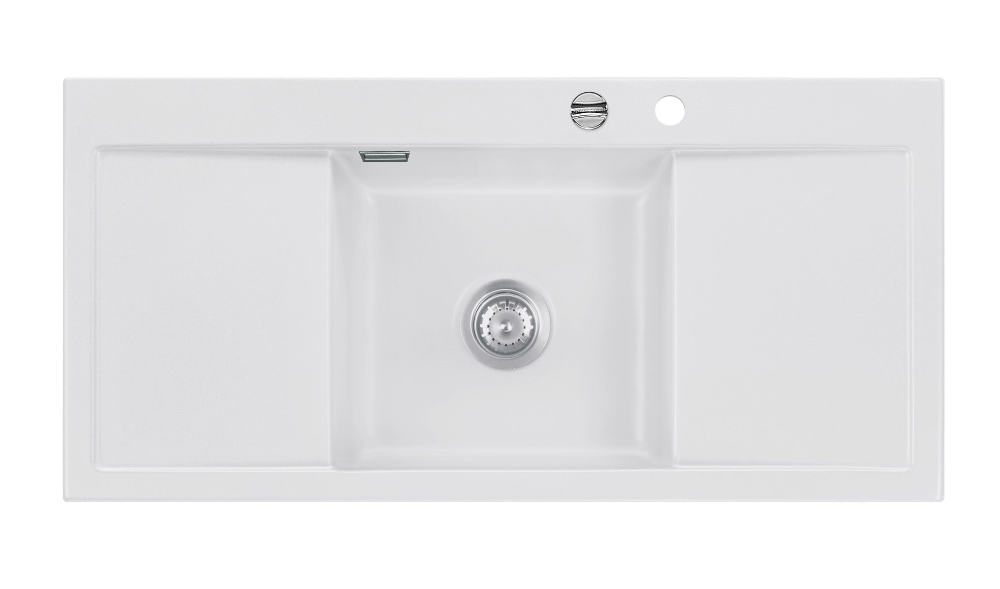 SYSTEMCERAM Einbauspüle Mera Middle F Satin 20 inkl. Excenterbetätigung, für 50 cm Schrankbreite, Spüle zum flächenbündigen Einbau, inkl. 4 x Eckradien R 10 Auflage keine Beckenlage 55730220