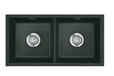 SYSTEMCERAM Einbauspüle Mera Twin F/o Eibe 56 inkl. Handbetätigung, für 90 cm Schrankbreite, Spüle zum flächenbündigen Einbau ohne Hahnlochbank, inkl. 4 x Eckradien R 10 Flächenbündig keine Beckenlage 51620156
