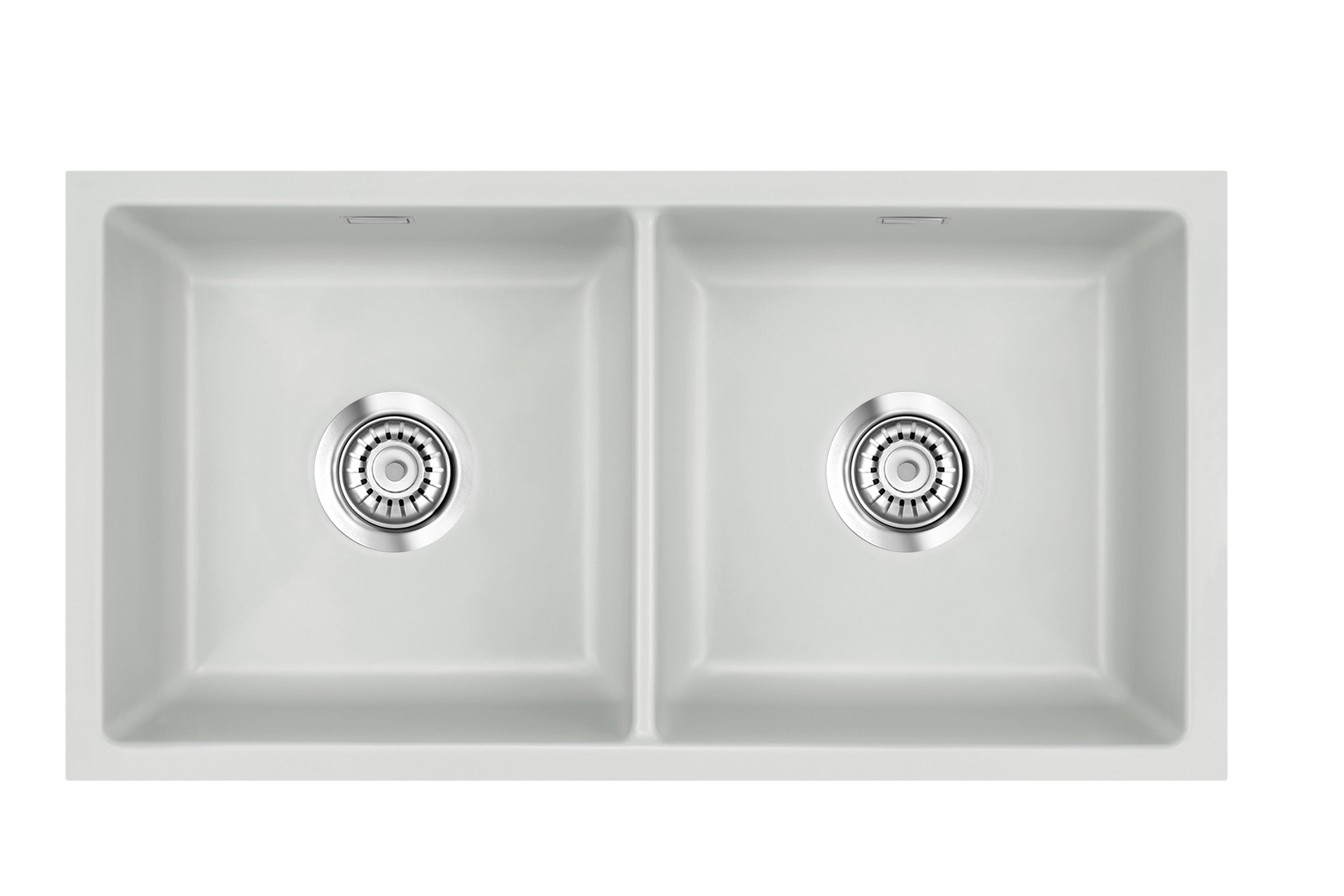 SYSTEMCERAM Einbauspüle Mera Twin F/o Alu 76 inkl. Excenterbetätigung, für 90 cm Schrankbreite, Spüle zum flächenbündigen Einbau ohne Hahnlochbank, inkl. 4 x Eckradien R 10 Flächenbündig keine Beckenlage 51620276