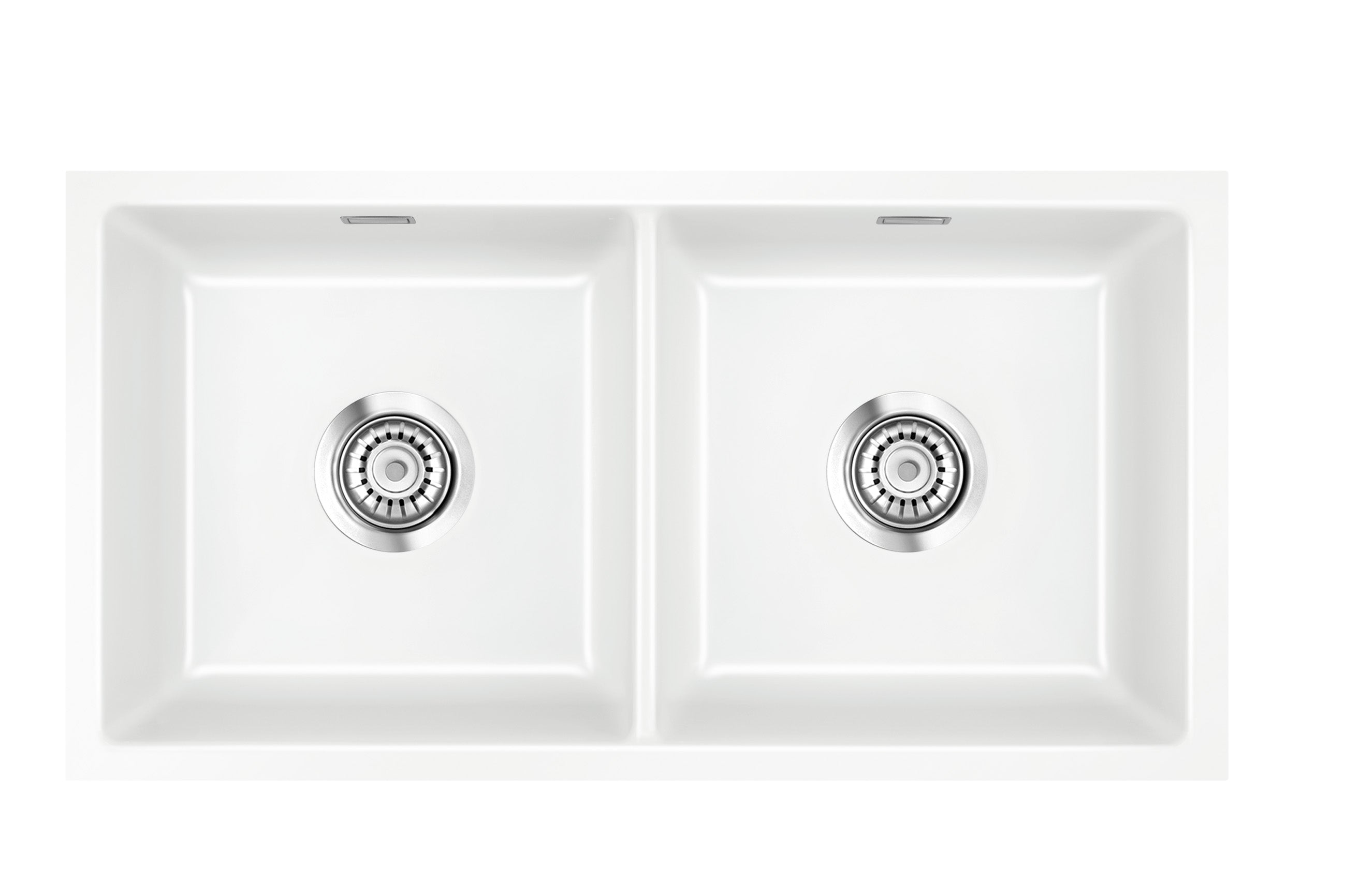 SYSTEMCERAM Einbauspüle Mera Twin F/o Grönland 12 inkl. Excenterbetätigung, für 90 cm Schrankbreite, Spüle zum flächenbündigen Einbau ohne Hahnlochbank, inkl. 4 x Eckradien R 10 Flächenbündig keine Beckenlage 51620212