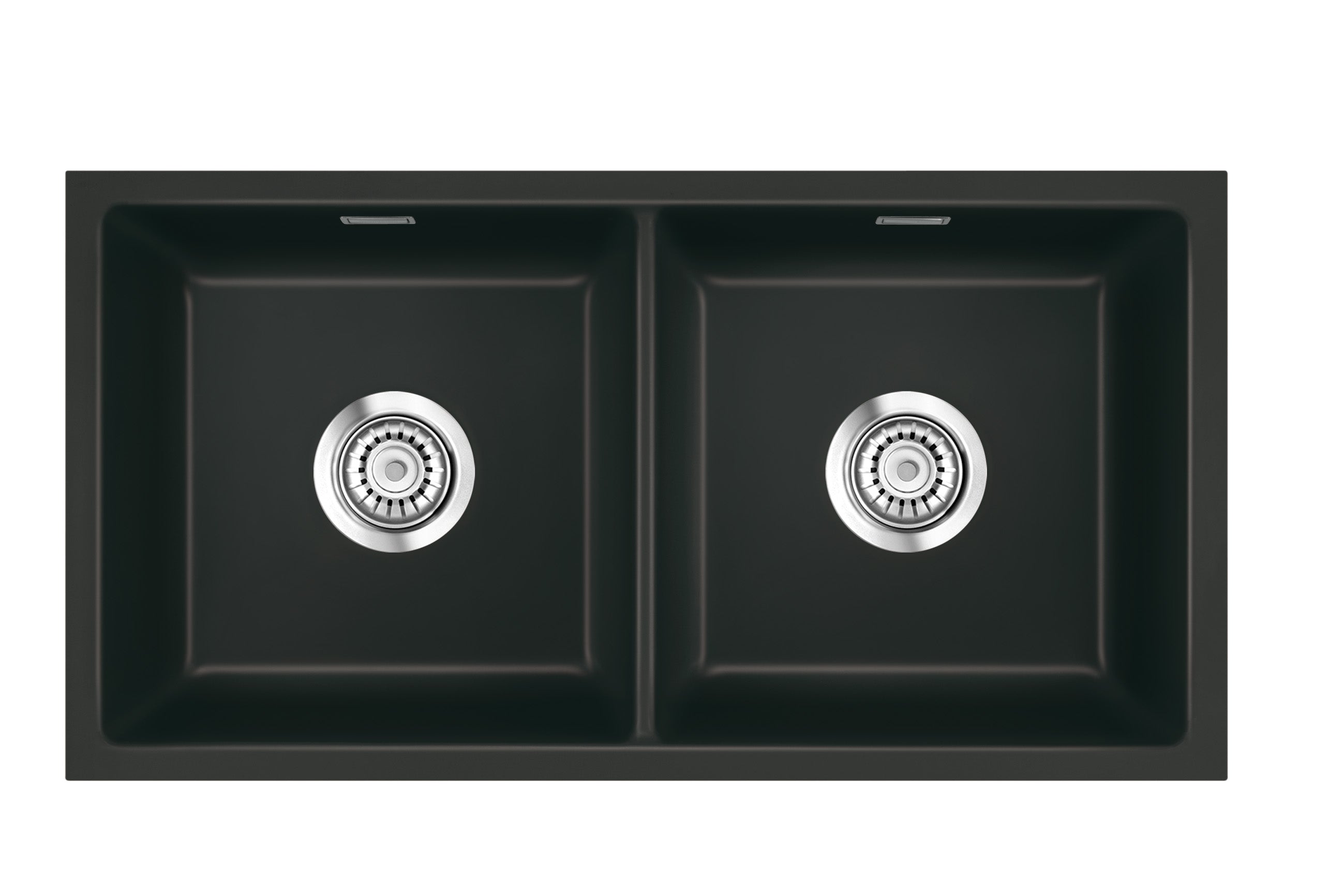 SYSTEMCERAM Einbauspüle Mera Twin F/o Nigra 87 inkl. Excenterbetätigung, für 90 cm Schrankbreite, Spüle zum flächenbündigen Einbau ohne Hahnlochbank, inkl. 4 x Eckradien R 10 Flächenbündig keine Beckenlage 51620287