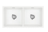 SYSTEMCERAM Einbauspüle Mera Twin F/o Polar 13 inkl. Excenterbetätigung, für 90 cm Schrankbreite, Spüle zum flächenbündigen Einbau ohne Hahnlochbank, inkl. 4 x Eckradien R 10 Flächenbündig keine Beckenlage 51620213
