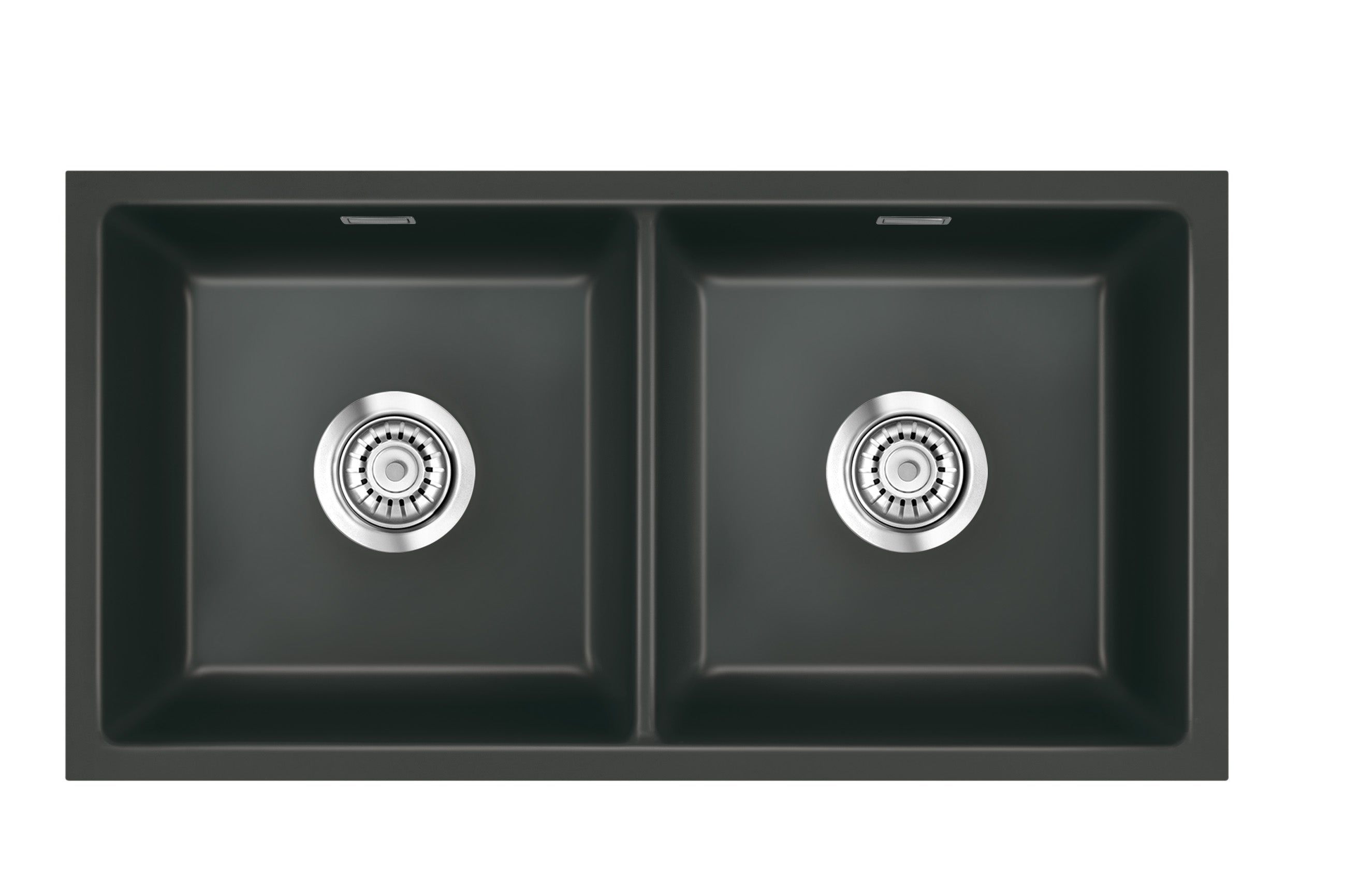 SYSTEMCERAM Einbauspüle Mera Twin F/o Schiefer 85 inkl. Excenterbetätigung, für 90 cm Schrankbreite, Spüle zum flächenbündigen Einbau ohne Hahnlochbank, inkl. 4 x Eckradien R 10 Flächenbündig keine Beckenlage 51620285