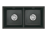 SYSTEMCERAM Einbauspüle Mera Twin F/o Schiefer 85 inkl. Excenterbetätigung, für 90 cm Schrankbreite, Spüle zum flächenbündigen Einbau ohne Hahnlochbank, inkl. 4 x Eckradien R 10 Flächenbündig keine Beckenlage 51620285