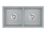 SYSTEMCERAM Einbauspüle Mera Twin F/o Titan 78 inkl. Excenterbetätigung, für 90 cm Schrankbreite, Spüle zum flächenbündigen Einbau ohne Hahnlochbank, inkl. 4 x Eckradien R 10 Flächenbündig keine Beckenlage 51620278