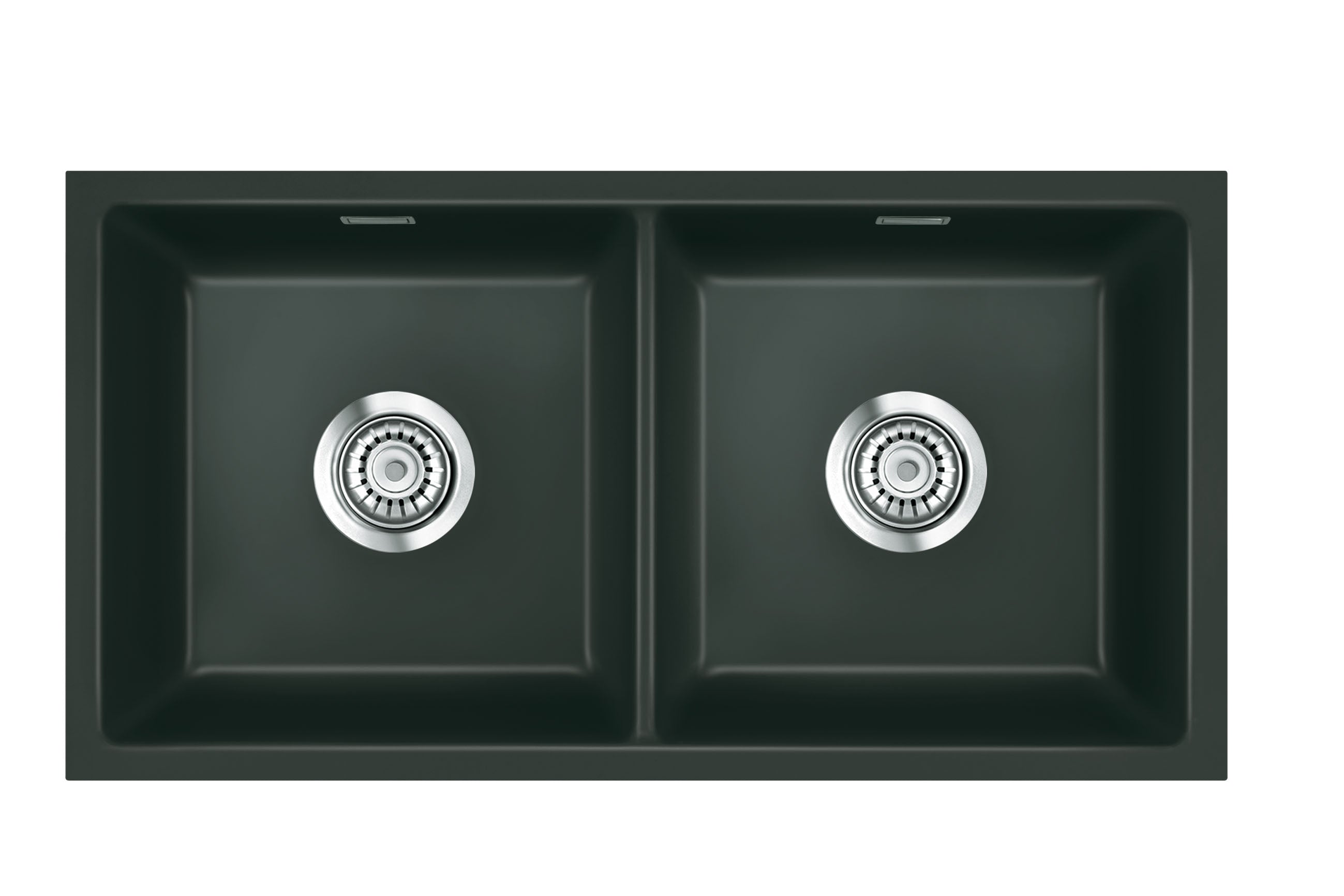 SYSTEMCERAM Einbauspüle Mera Twin U/g Eibe 56 inkl. Excenterbetätigung, für 90 cm Schrankbreite, Spüle zum Unterbau mit geschliffener Oberseite Unterbau keine Beckenlage 54620256