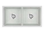 SYSTEMCERAM Einbauspüle Mera Twin U/g Alu 76 inkl. Handbetätigung, für 90 cm Schrankbreite, Spüle zum Unterbau mit geschliffener Oberseite Unterbau keine Beckenlage 54620176