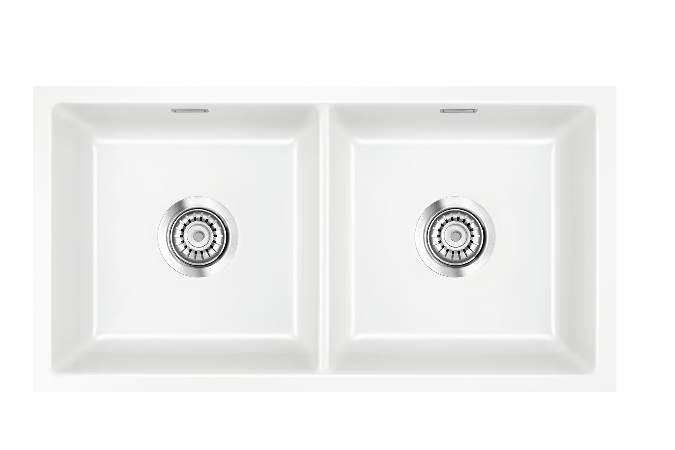 SYSTEMCERAM Einbauspüle Mera Twin U/g Grönland 12 inkl. Excenterbetätigung, für 90 cm Schrankbreite, Spüle zum Unterbau mit geschliffener Oberseite Unterbau keine Beckenlage 54620212