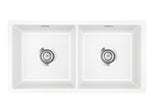 SYSTEMCERAM Einbauspüle Mera Twin U/g Grönland 12 inkl. Excenterbetätigung, für 90 cm Schrankbreite, Spüle zum Unterbau mit geschliffener Oberseite Unterbau keine Beckenlage 54620212