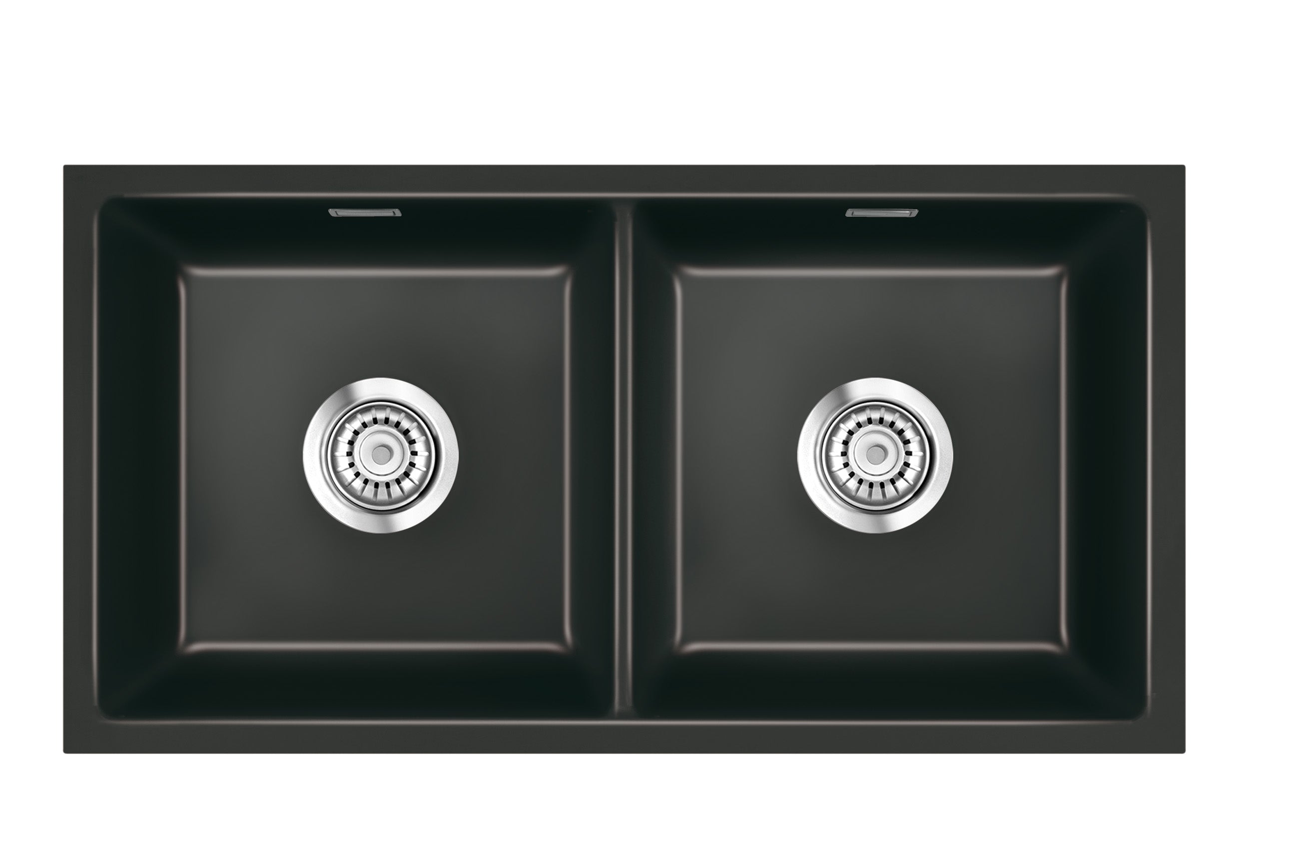 SYSTEMCERAM Einbauspüle Mera Twin U/g Nero 68 inkl. Excenterbetätigung, für 90 cm Schrankbreite, Spüle zum Unterbau mit geschliffener Oberseite Unterbau keine Beckenlage 54620268