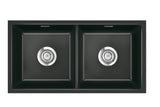 SYSTEMCERAM Einbauspüle Mera Twin U/g Nero 68 inkl. Excenterbetätigung, für 90 cm Schrankbreite, Spüle zum Unterbau mit geschliffener Oberseite Unterbau keine Beckenlage 54620268