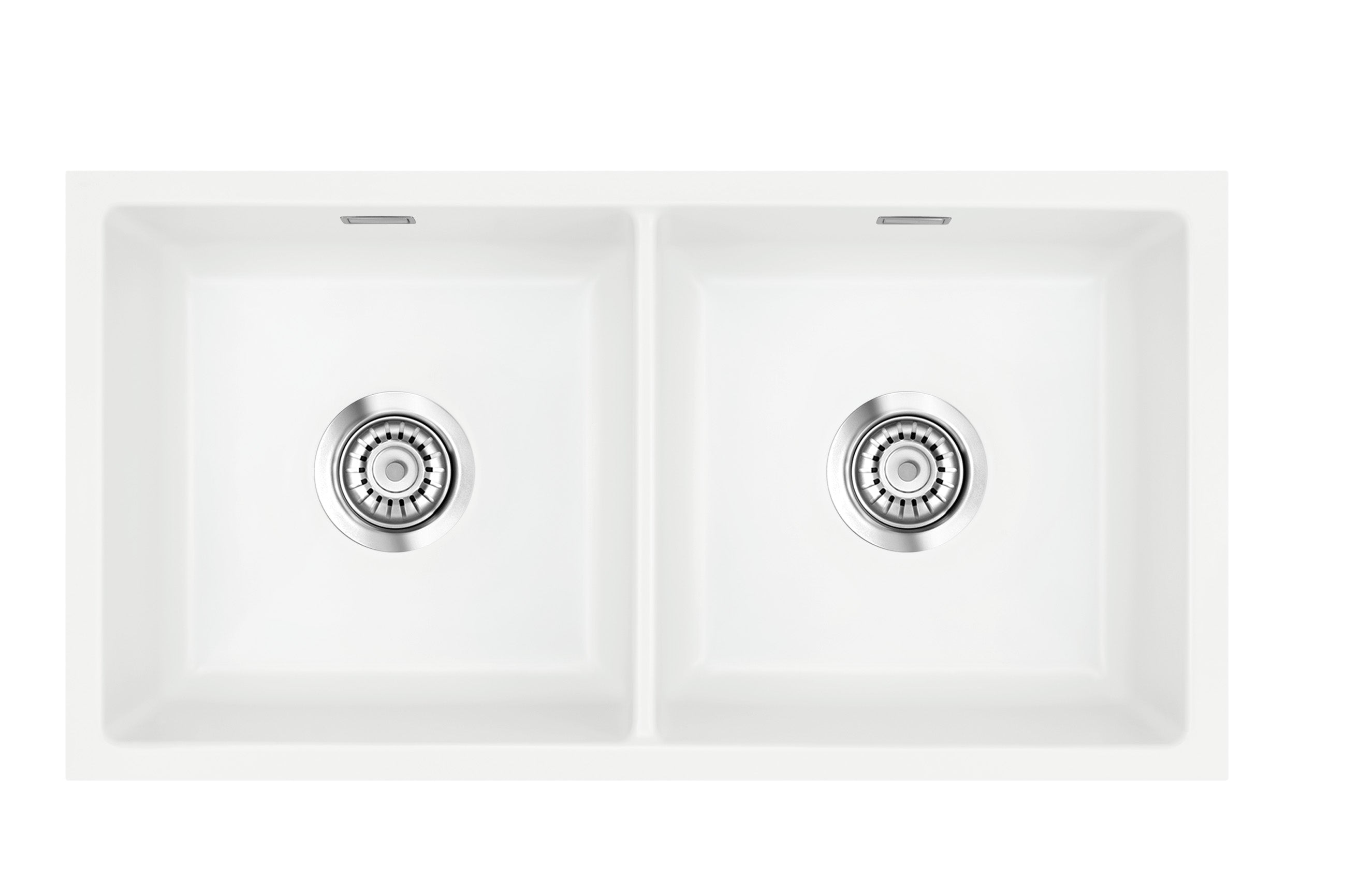 SYSTEMCERAM Einbauspüle Mera Twin U/g Polar 13 inkl. Excenterbetätigung, für 90 cm Schrankbreite, Spüle zum Unterbau mit geschliffener Oberseite Unterbau keine Beckenlage 54620213