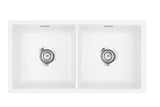 SYSTEMCERAM Einbauspüle Mera Twin U/g Polar 13 inkl. Excenterbetätigung, für 90 cm Schrankbreite, Spüle zum Unterbau mit geschliffener Oberseite Unterbau keine Beckenlage 54620213