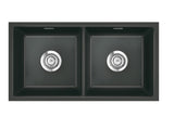SYSTEMCERAM Einbauspüle Mera Twin U/g Schiefer 85 inkl. Excenterbetätigung, für 90 cm Schrankbreite, Spüle zum Unterbau mit geschliffener Oberseite Unterbau keine Beckenlage 54620285