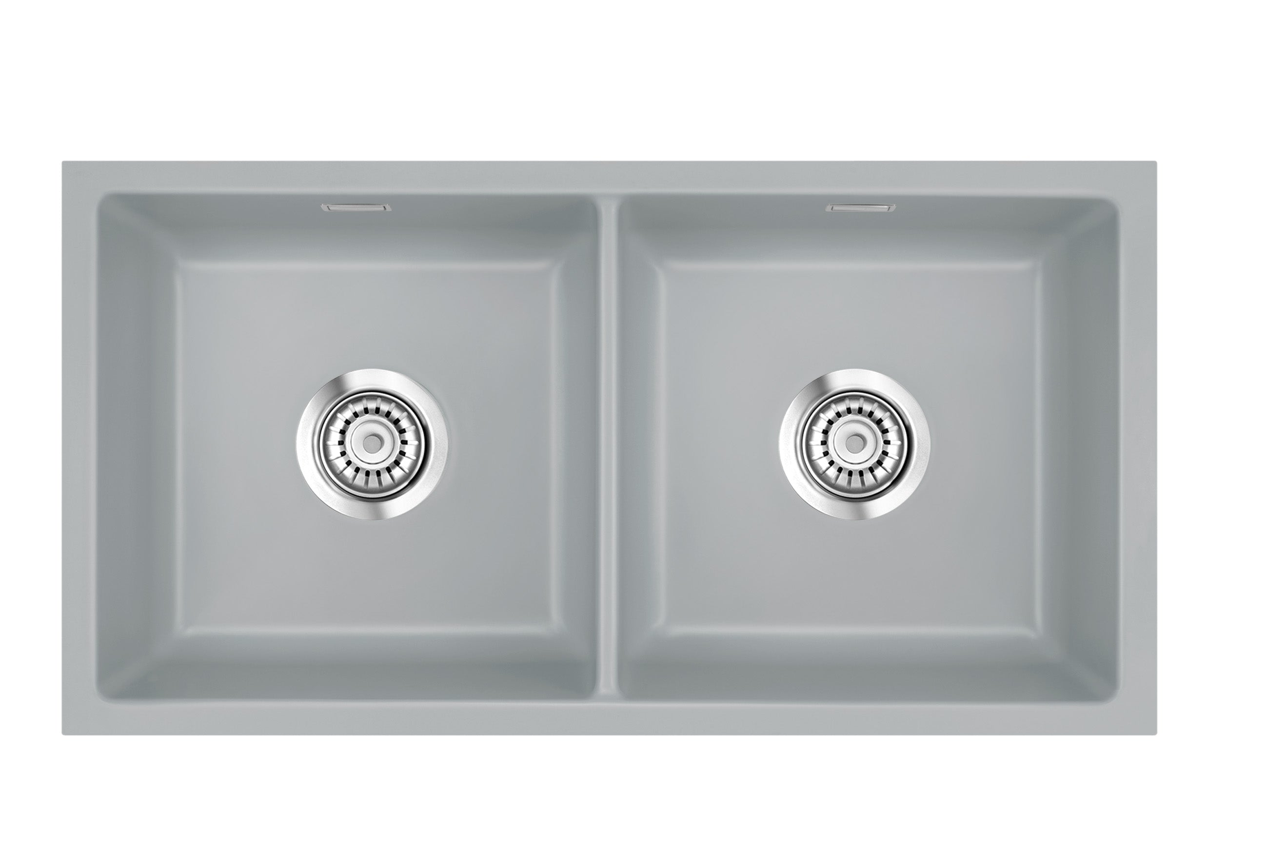 SYSTEMCERAM Einbauspüle Mera Twin U/g Titan 78 inkl. Excenterbetätigung, für 90 cm Schrankbreite, Spüle zum Unterbau mit geschliffener Oberseite Unterbau keine Beckenlage 54620278