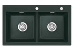 SYSTEMCERAM Einbauspüle Mera Twin F Eibe 56 inkl. Excenterbetätigung, für 90 cm Schrankbreite, Spüle zum flächenbündigen Einbau, inkl. 4 x Eckradien R 10 Auflage keine Beckenlage 55620256