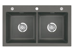 SYSTEMCERAM Einbauspüle Mera Twin Lava 80 inkl. Excenterbetätigung, für 90 cm Schrankbreite, Einbauspüle Auflage keine Beckenlage 50620280
