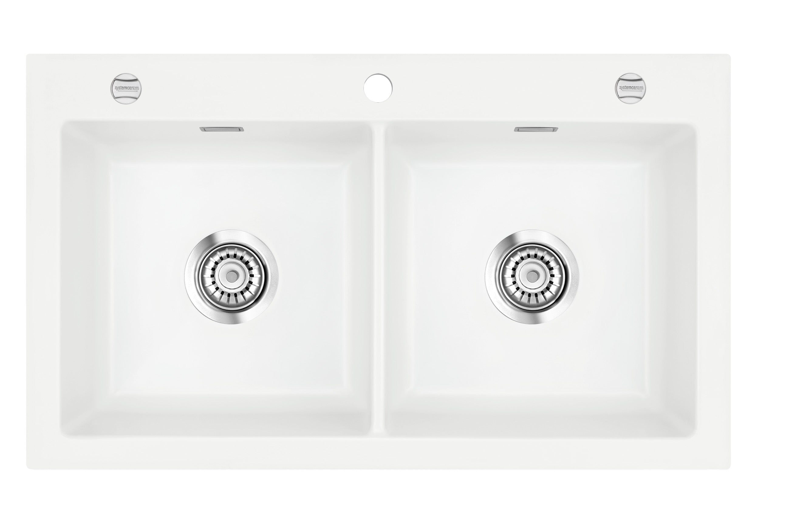 SYSTEMCERAM Einbauspüle Mera Twin Polar 13 inkl. Excenterbetätigung, für 90 cm Schrankbreite, Einbauspüle Auflage keine Beckenlage 50620213