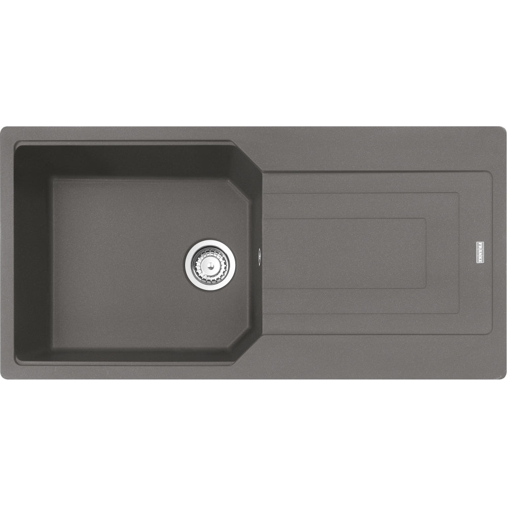 FRANKE Fragranitespüle UBG 611-100 Steingrau Drehknopf Edelstahl 114.0682.529