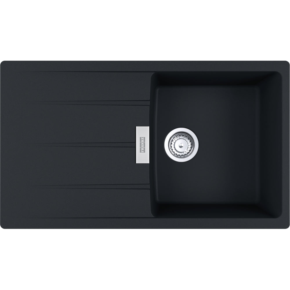 FRANKE Fragranitespüle CNG 611-86 Black Matt Drehknopf Edelstahl 114.0682.460