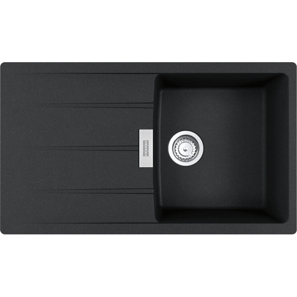 FRANKE Fragranitespüle CNG 611-86 Onyx Drehknopf Edelstahl 114.0682.458