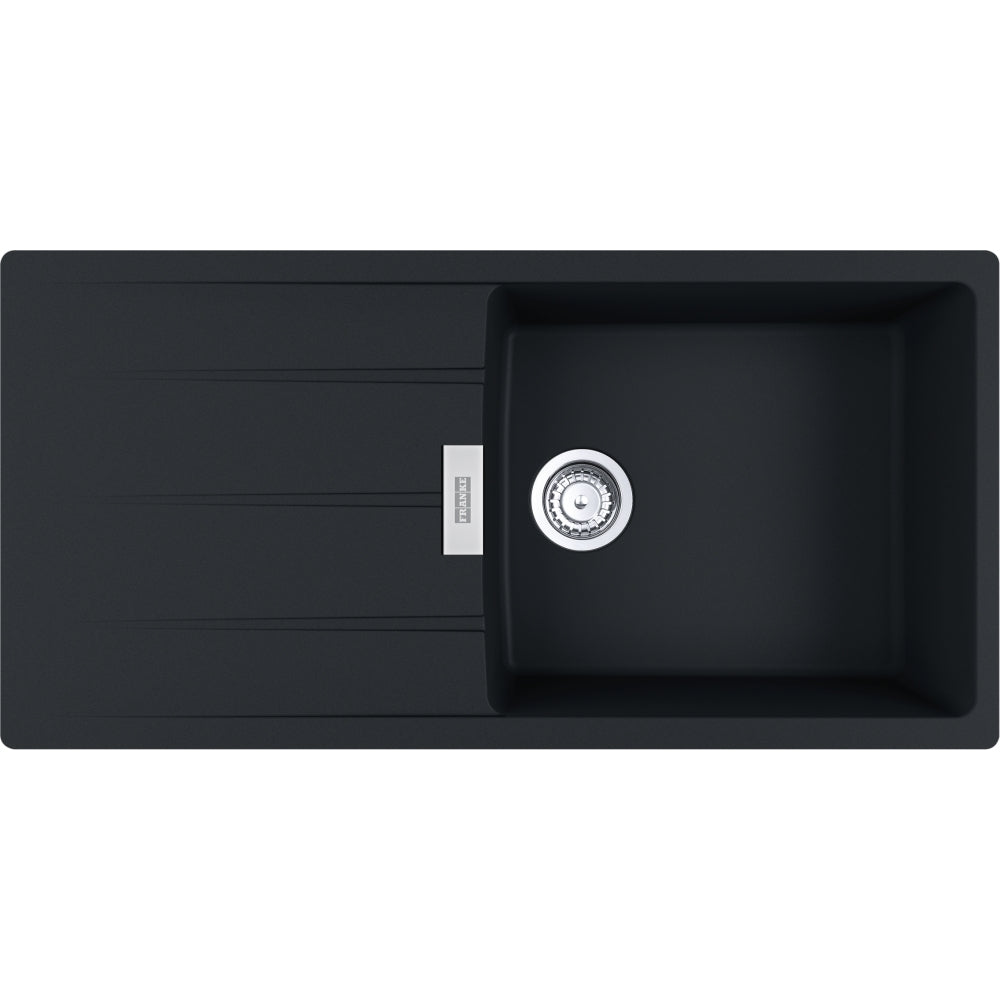 FRANKE Fragranitespüle CNG 611-100 Black Matt Drehknopf Edelstahl 114.0682.505