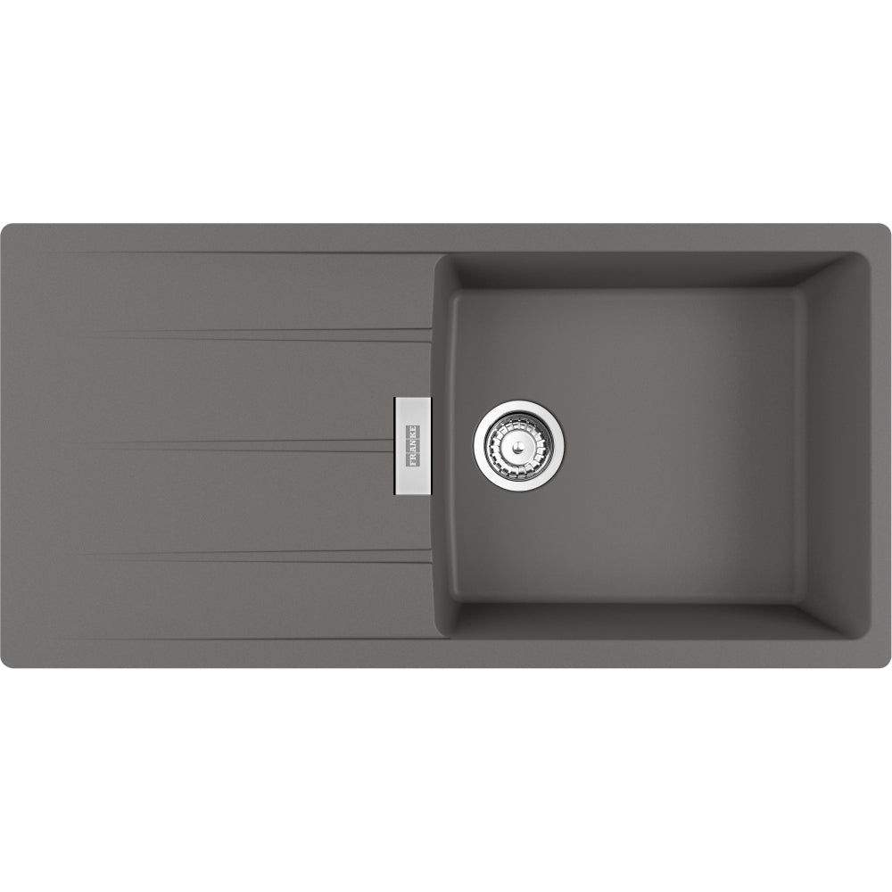 FRANKE Fragranitespüle CNG 611-100 Steingrau Drehknopf Edelstahl 114.0682.504