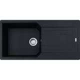 FRANKE Fragranitespüle UBG 611-100 Black Matt Drehknopf Edelstahl 114.0682.527