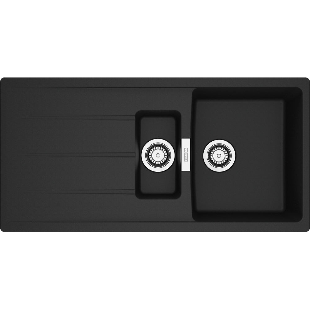 FRANKE Fragranitespüle CNG 651-100 Black Matt Drehknopf Edelstahl 114.0708.256