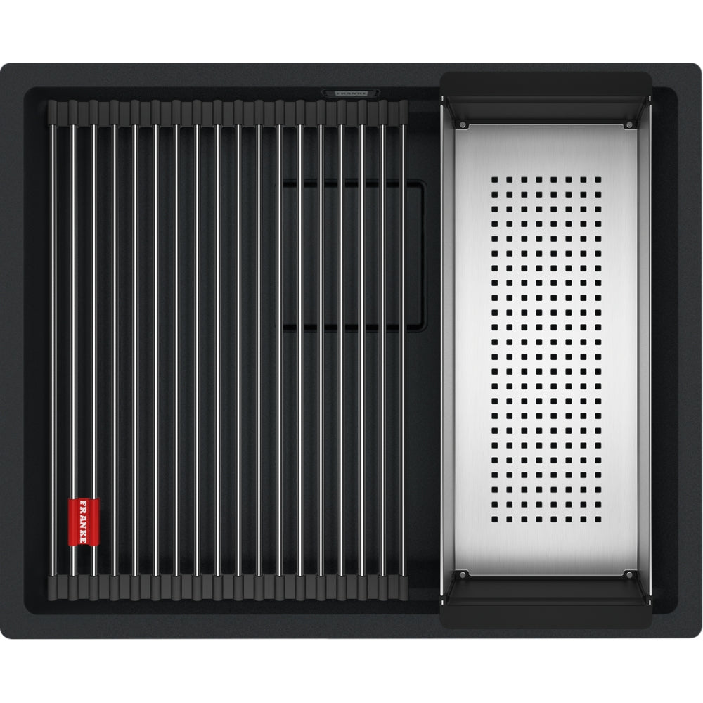 FRANKE Becken KNG 110-52 Matt Black C Collection Drehknopf + Zubehör 125.0747.720