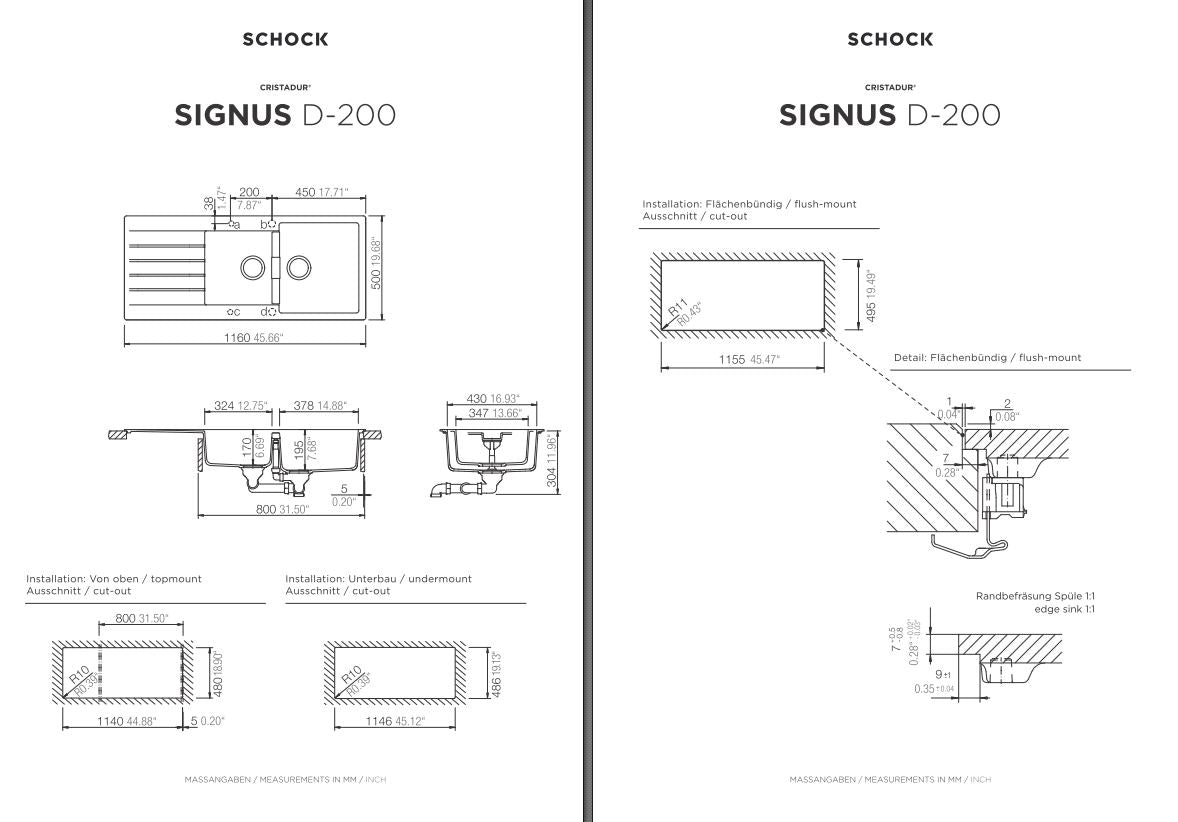 SCHOCK Spüle Auflage Signus D-200-A Cristadur Bronze SIGD200ABRO