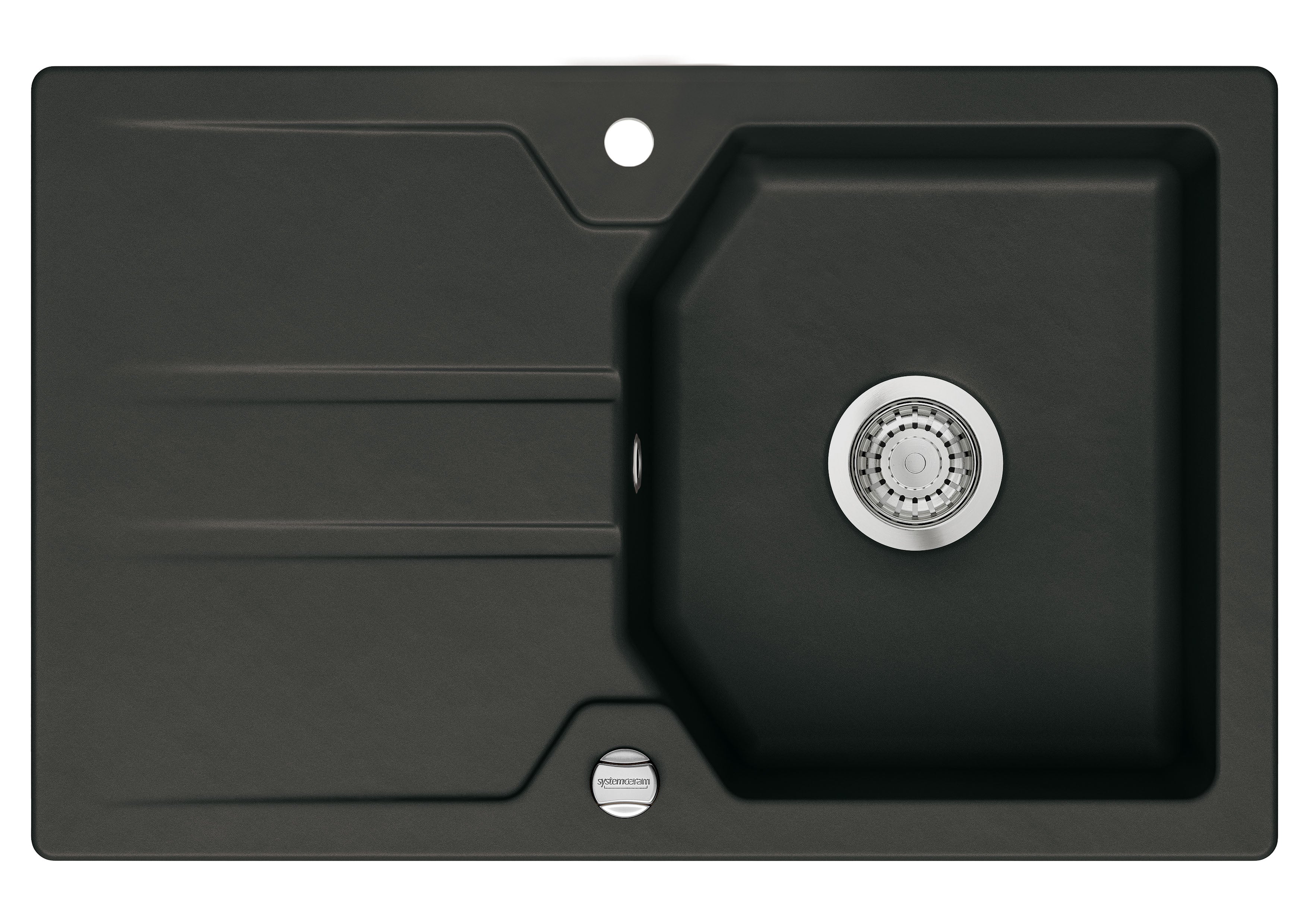 SYSTEMCERAM Einbauspüle Solva 80 Nigra 87 inkl. Excenterbetätigung, für 50 cm Schrankbreite, Einbauspüle reversibel Auflage reversibel 50220287