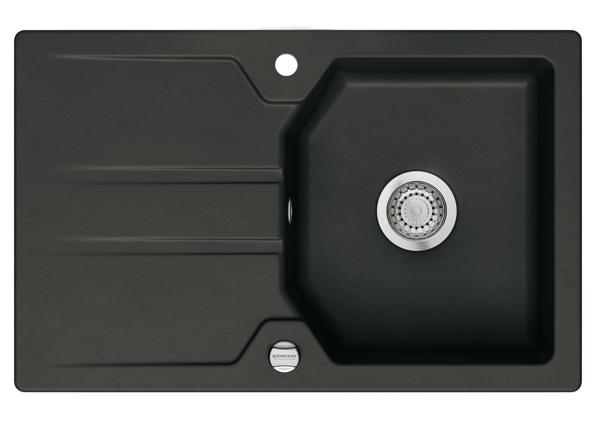 SYSTEMCERAM Einbauspüle Solva 80 Nigra 87 inkl. Excenterbetätigung, für 50 cm Schrankbreite, Einbauspüle reversibel Auflage reversibel 50220287
